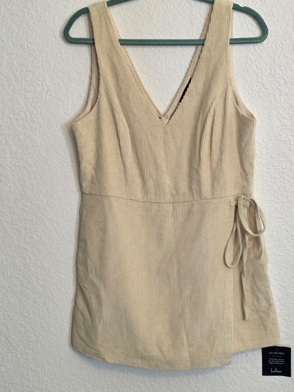 Khaki corduroy faux wrap romper jumpsuit - NEW WITH TAGS